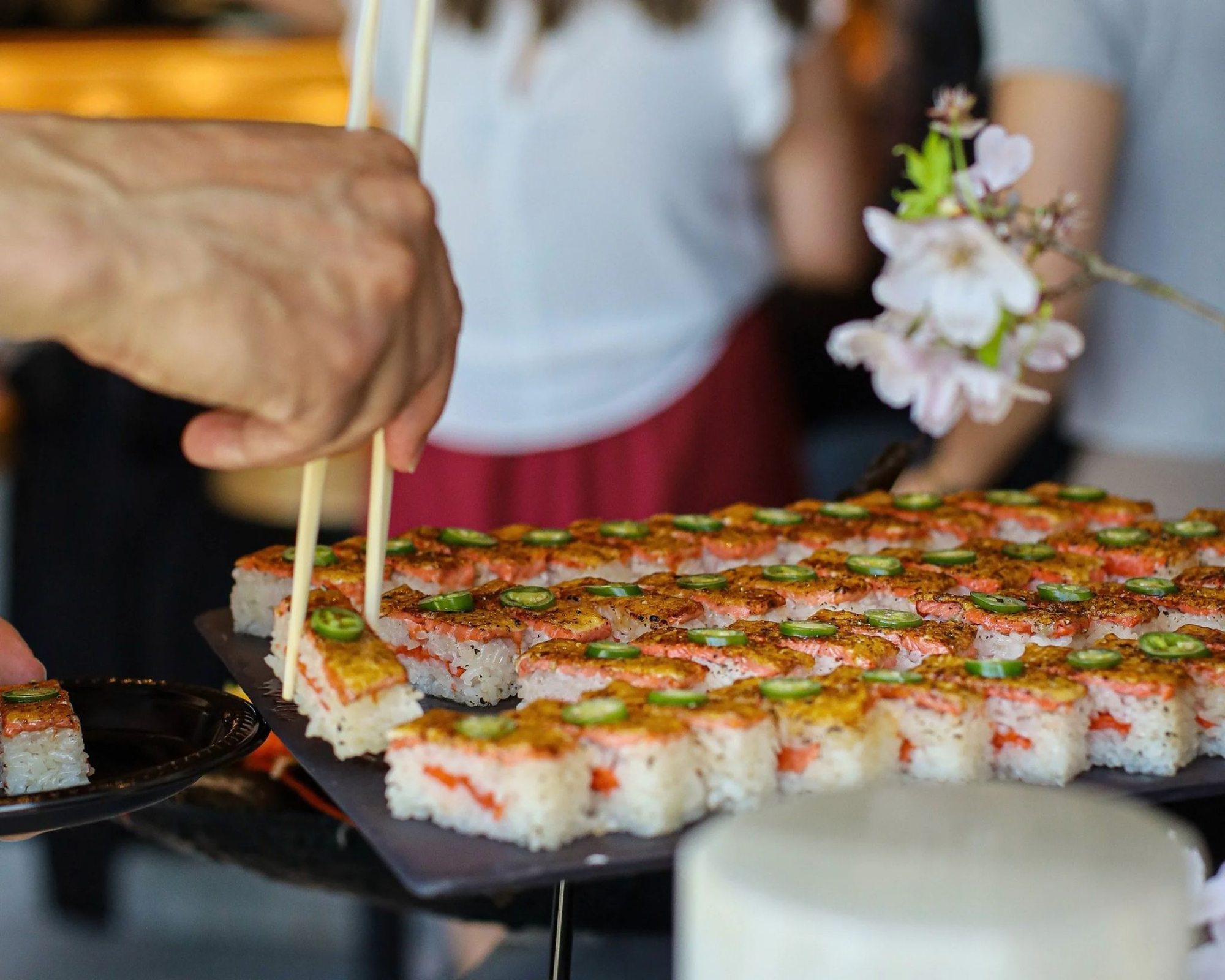 Sushi being served