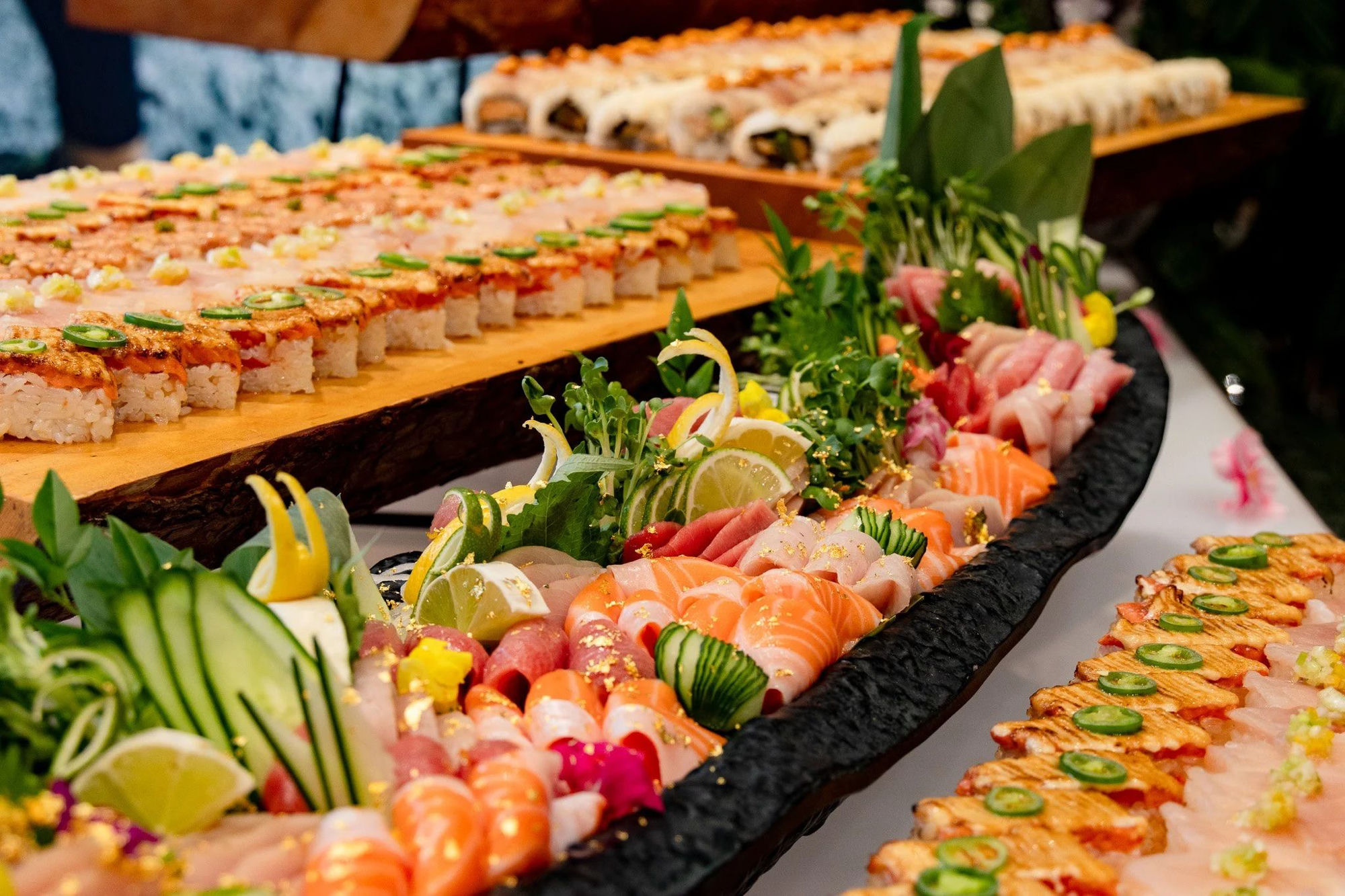 Sushi and sashimi spread